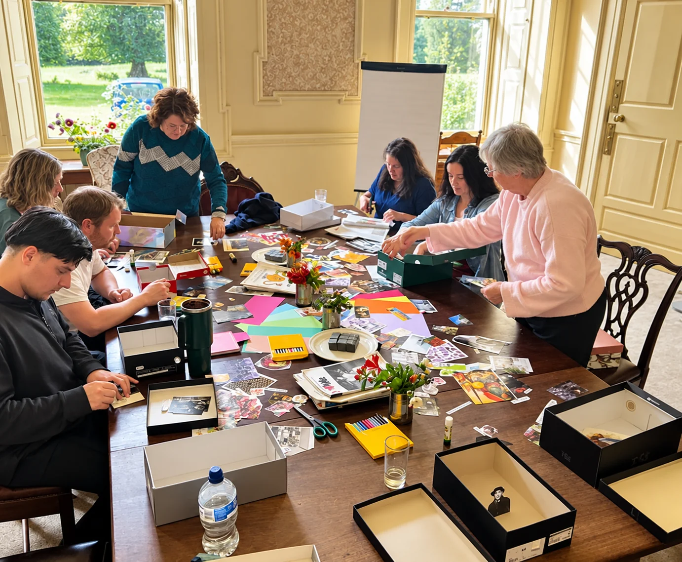Mental Bytes workshop participants creating together around a table