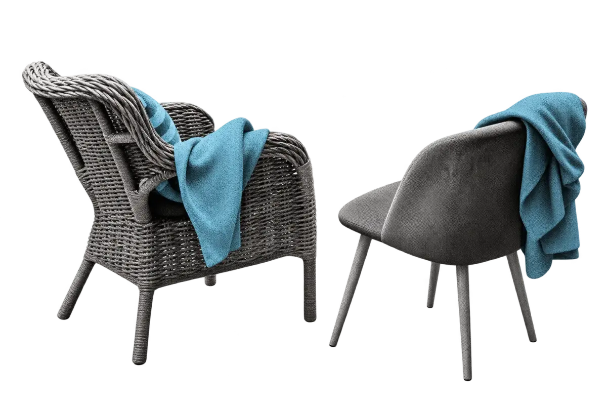 Two empty chairs from the Mental Bytes IPS retreat circle, with a cyan blanket