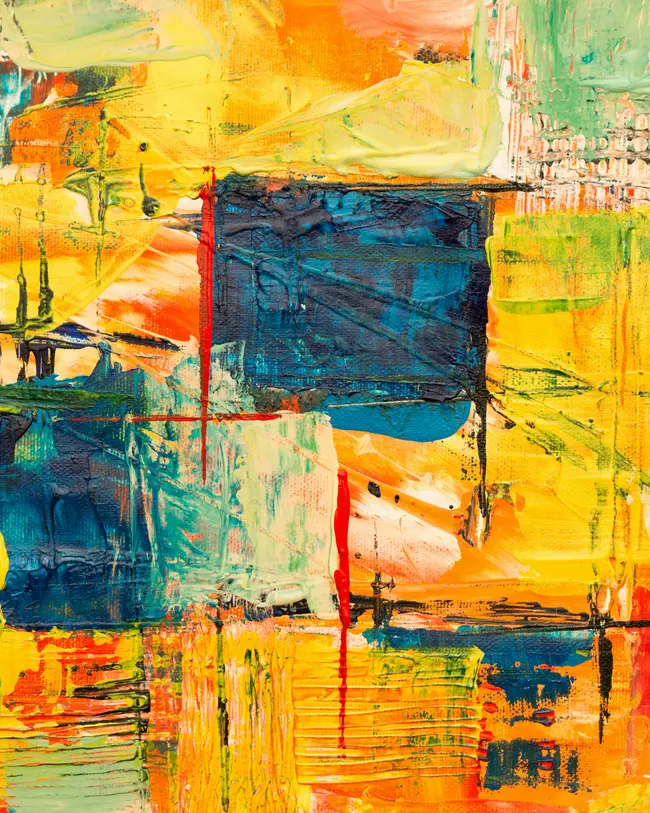 abstract artwork cubes red yellow blue